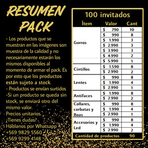 PACK COTILLÓN 100 INVITADOS